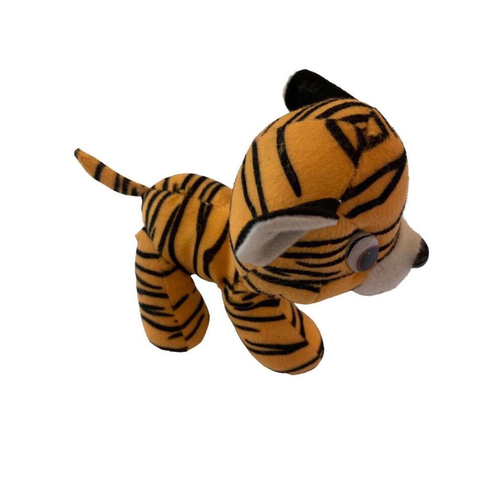 Vintage Tiger Stuffed Plush Toy Jungle Animal Small Orange Black Cat - Picture 2 of 7
